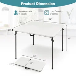 Tangkula Folding Camping Table Portable Picnic Table With All-Weather HDPE Tabletop Metal Frame & Carry Straps White/Gray -Baxton Home Shop GUEST 2bb5a6b9 6185 4b09 9258 c70d37e99b93