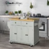 HOMCOM Kitchen Island On Wheels, Rolling Cart With Rubber Wood Top, Spice Rack, Towel Rack & Drawers For Dining Room, Gray -Baxton Home Shop GUEST 2bec9d62 d61e 483c bc6b afa7a0e7ac0b