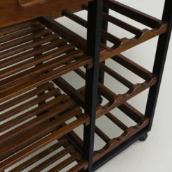 28" Solid Wood Rolling Kitchen Cart With Wine Rack And Drawer Dark Brown - Flora Home -Baxton Home Shop GUEST 2cfe28ff 9b5d 4c14 8326 984b3d733c65