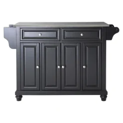Cambridge Stainless Steel Top Kitchen Island - Black - Crosley