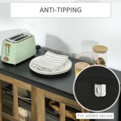 HOMCOM Kitchen Sideboard, Glass Door Buffet Cabinet, Accent Cupboard With Adjustable Storage Shelf For Living Room, Black Wood Grain -Baxton Home Shop GUEST 2d39fc5d 04c6 4fd0 a0ee 17ac51ff4319