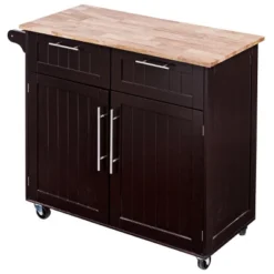 Costway Rolling Kitchen Cart Island Heavy Duty Storage Brown Trolley Cabinet Utility Modern -Baxton Home Shop GUEST 2d5c253e 5b38 43da b6d9 27913846c216