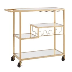 Estelle Step Tier Metal And Glass Bar Cart - Inspire Q -Baxton Home Shop GUEST 2db9e03b 6b39 4a1f 9eae 0be4db153354