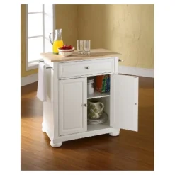 Alexandria Natural Wood Top Portable Kitchen Island - White - Crosley -Baxton Home Shop GUEST 2df72fb1 6c90 4bbb b5a0 5d15f7d47c5d
