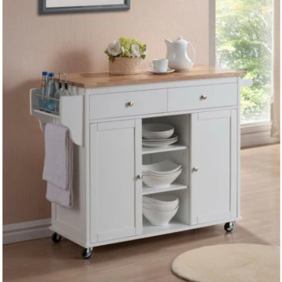 Meryland Modern Kitchen Island Cart White - Baxton Studio 3 Meryland Modern Kitchen Island Cart White - Baxton Studio
