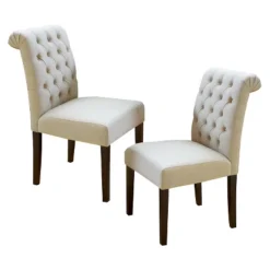 2ct Dinah Roll Top Fabric Dining Chair Set - Christopher Knight Home -Baxton Home Shop GUEST 2efba363 3ada 406b 939a 0ca5abe92d69