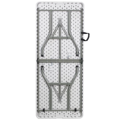 Emma And Oliver 6-Foot Bi-Fold Granite White Plastic Folding Table With Carrying Handle 7 Emma And Oliver 6-Foot Bi-Fold Granite White Plastic Folding Table With Carrying Handle - Image 5
