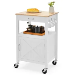 Tangkula Small Kitchen Island On Wheels Mobile Trolley Cart Barn Door Drawer Hooks -Baxton Home Shop GUEST 2f09559a 4100 4734 ab13 403e4f27bfca