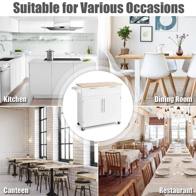 Costway Rolling Kitchen Cart Island Heavy Duty Storage Trolley Cabinet Utility White 6 Costway Rolling Kitchen Cart Island Heavy Duty Storage Trolley Cabinet Utility White - Image 4