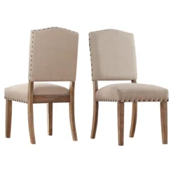 Set Of 2 Cobble Hill Nailhead Accent Dining Chair Wood - Inspire Q