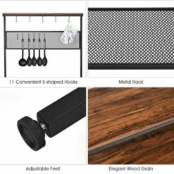 Costway 4-Tier Kitchen Bakers Rack Microwave Oven Stand Industrial W/Hooks & Mesh Panel -Baxton Home Shop GUEST 305d9aea b7a1 4f51 93bb 610ac3d83c4d