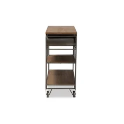2 Drawer Grant Vintage Rustic Industrial Wood And Metal Kitchen Cart Brown/Black - Baxton Studio -Baxton Home Shop GUEST 3098acf6 3ba1 4bcf a9c9 e6bba7fcf0a6