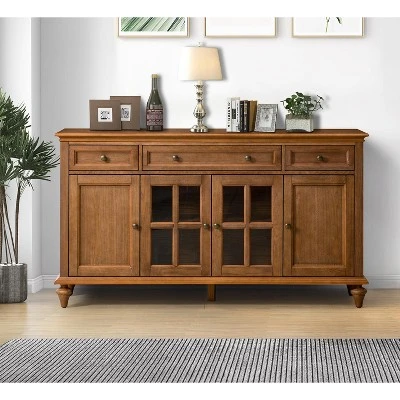 Nikolaj 58'' Wide 3 Drawer Traditional Sideboard With Solid Wood Legs| KARAT HOME 13 Nikolaj 58'' Wide 3 Drawer Traditional Sideboard With Solid Wood Legs| KARAT HOME - Image 11