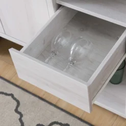 FC Design Modern 47.25"W Sideboard Buffet Table Wooden Bar Storage Cabinet With Wine Rack And Glass Holder In White Oak Finish -Baxton Home Shop GUEST 314846c2 85d1 46f7 850d 4b6ec2c28e54