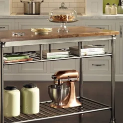 Orleans Kitchen Island Stainless Steel Base With Wood Top Brown - Homestyles -Baxton Home Shop GUEST 320180bf 7452 472d bdda 788116100ab6
