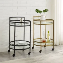 Bailey Round Bar Cart Matte Black - Crosley -Baxton Home Shop GUEST 32996643 975a 49f1 9506 c05586400766