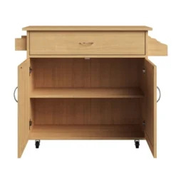 Kitchen Island With Spice Rack And Storage Cabinet - Rolling Cart With Drawers To Use As Coffee Bar, Microwave Stand, Or Storage By Lavish Home (Oak) -Baxton Home Shop GUEST 329cd694 3afa 4b2a a37c 541514aba427