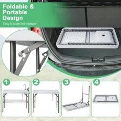 Costway Folding Fish Cleaning Table Portable Camping Table With Faucet Hose Grid Rack -Baxton Home Shop GUEST 330de54a 7255 4886 bd13 42ef92bef4ac