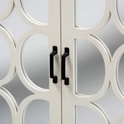 Garcelle Wood And Mirrored Glass 2 Door Sideboard White - Baxton Studio -Baxton Home Shop GUEST 3368ac9e 61b2 4cfe ac85 8fe173d99200