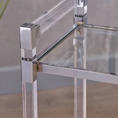 Mirren Modern Glass Bar Trolley Clear - Christopher Knight Home 4 Mirren Modern Glass Bar Trolley Clear - Christopher Knight Home - Image 2