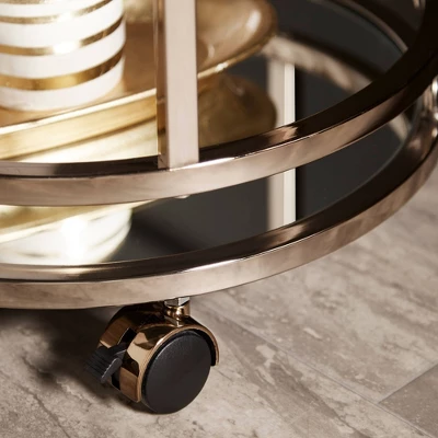 Bartram Oval Bar Cart Champagne Gold - Inspire Q 8 Bartram Oval Bar Cart Champagne Gold - Inspire Q - Image 6