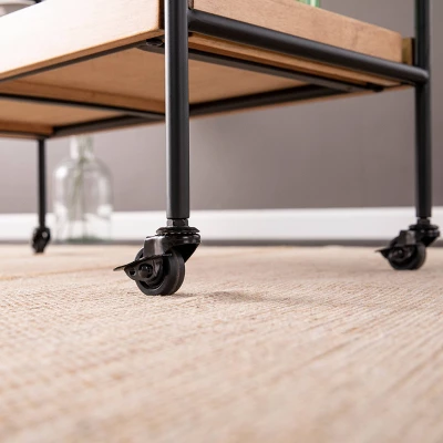 Jengarn Rolling Bar Cart Natural/Black - Aiden Lane 3 Jengarn Rolling Bar Cart Natural/Black - Aiden Lane
