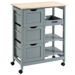 HOMCOM Rolling Kitchen Island Cart, Bar Serving Cart, Compact Trolley On Wheels With Wood Top, Shelves & Drawers For Home Dining Area -Baxton Home Shop GUEST 3485f7ad 7c8a 40a0 9070 6c5181505d5d