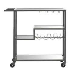 Estelle Step Tier Metal And Glass Bar Cart - Inspire Q -Baxton Home Shop GUEST 34f27f63 a149 4160 9210 17ffcdcdbdbe