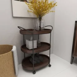 Wood 3 Tier Oval Tray Cart Brown - Olivia & May -Baxton Home Shop GUEST 35f3d70d d648 4c6c abb6 2b99c82e1445