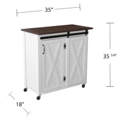 Lashire Barn Door Kitchen Cart Dark Brown/White - Aiden Lane -Baxton Home Shop GUEST 35fc2bf9 1d95 4fed ae96 379f4b7ea9e7