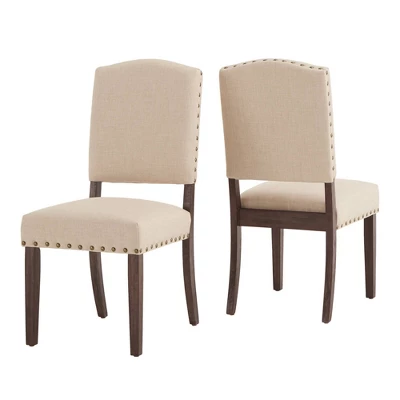 Set Of 2 Iverson Nailhead Trim Brown Finish Linen Side Chairs - Inspire Q 10 Set Of 2 Iverson Nailhead Trim Brown Finish Linen Side Chairs - Inspire Q - Image 8