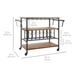 Best Choice Products 45in Industrial Wood Shelf Bar & Wine Storage Service Cart W/ Bottle & Glass Racks, Locking Wheels -Baxton Home Shop GUEST 36dc35d4 36b7 46e6 b2b1 39e8117004fb