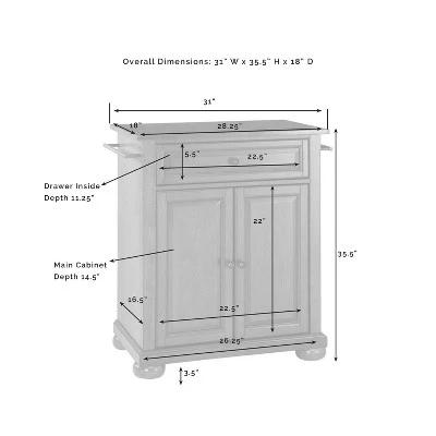 Alexandria Black Granite Top Portable Kitchen Island/Cart - Crosley 8 Alexandria Black Granite Top Portable Kitchen Island/Cart - Crosley - Image 6