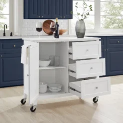 Soren Stone Top Kitchen Island/Cart White - Crosley -Baxton Home Shop GUEST 3734034a b40b 4ef2 8697 1ae5f576b134