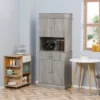 HOMCOM 72" Kitchen Buffet With Hutch, Freestanding Pantry Cupboard With Utility Drawer, 2 Door Cabinets And Countertop, Grey Wood Grain -Baxton Home Shop GUEST 37f66df0 7507 4fff 81c5 445ec9fedcfb