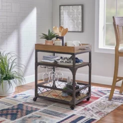 Collin Bar Cart Antique Bronze - Powell Company