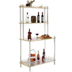 Fabulaxe Modern Display Wooden Console Bar Serving Table With 4 Tiered Open Shelves, For Bartender, Kitchen Or Wine Caller Room -Baxton Home Shop GUEST 3858ccf8 04f9 4016 af24 a439e60e65f3