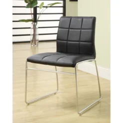 Set Of 2 Aneston Square Gridded Leatherette Side Chairs Black - HOMES: Inside + Out