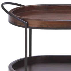 Wood 3 Tier Oval Tray Cart Brown - Olivia & May -Baxton Home Shop GUEST 39faa755 6df5 474c 9580 f33c9c553d8c