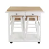 Square Hardwood Drop Leaf Table Top Breakfast Cart Natural/White - Flora Home