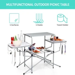 Costway Foldable Camping Table Outdoor Kitchen Portable Grilling Stand Folding BBQ Table -Baxton Home Shop GUEST 3adf229b 4767 44e6 aebc a4986b32f0c6