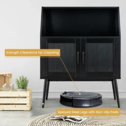 Costway Kitchen Storage Cupboard Buffet Cabinet Sideboard W/ Open Cubby & 2 Glass Doors -Baxton Home Shop GUEST 3b653120 94ae 4865 820c cd109200e411