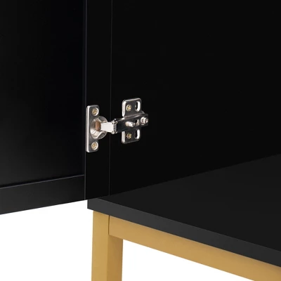 Sideboard With Faux Rattan Door And Metal Legs - ModernLuxe 13 Sideboard With Faux Rattan Door And Metal Legs - ModernLuxe - Image 11