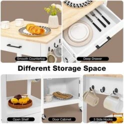 Costway Rolling Kitchen Island Cart On Wheels Bar Serving Trolley W/Drawer Cabinet BlackWhite -Baxton Home Shop GUEST 3c48cc71 a5a4 40d0 9b43 355c1b984167