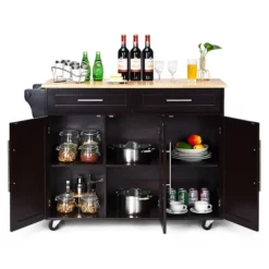 Costway Kitchen Island Trolley Cart Wood Top Rolling Storage Cabinet W/Knife Block WhiteBrown -Baxton Home Shop GUEST 3c7d605a cbc2 433e 829d de0e0655759f