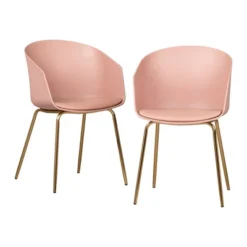 Set Of 2 Flam Dining Chairs With Gold Metal Legs - South Shore -Baxton Home Shop GUEST 3d387a30 6af6 4cf9 a690 af0c657651f9