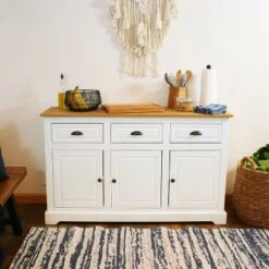 Sunnydaze Decor Sunnydaze Sideboard With 3 Drawers And 3 Doors - Solid Pine Construction - White - 32" -Baxton Home Shop GUEST 3d49ffc8 6f44 4df5 b8b7 53adb10cbb92