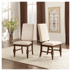 Set Of 2 Fitzgerald Nailhead Accent Side Dining Chair - Inspire Q -Baxton Home Shop GUEST 3ea2360c f4a8 4fba b8be a16644e2dc81