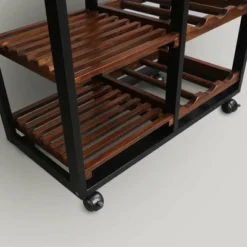 28" Solid Wood Rolling Kitchen Cart With Wine Rack And Drawer Dark Brown - Flora Home -Baxton Home Shop GUEST 3eadb62a de51 4e39 b8a0 1979836008a3