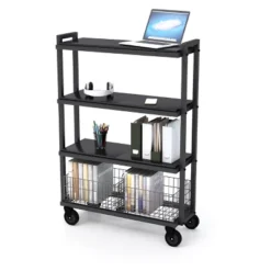 Cart System With Wheels 4 Tier Black - Atlantic -Baxton Home Shop GUEST 3ff0bfda a892 4114 9652 ce31c145a362